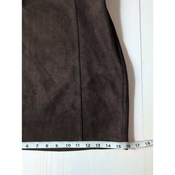 Forever 21 Brown Faux Suede Mini Dress S Belted Overall Y2K Retro Indie - Picture 10 of 15